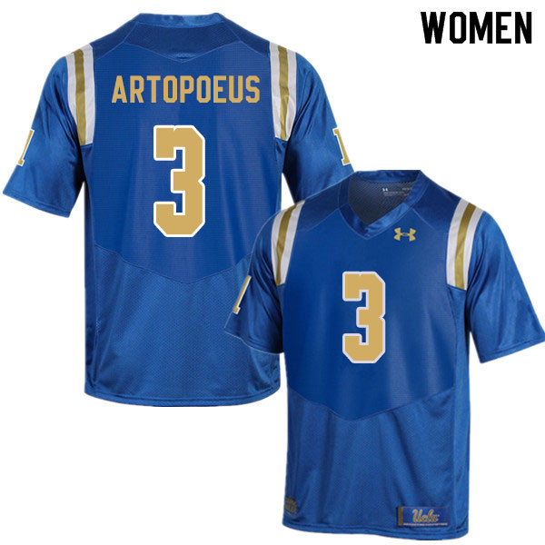 Women #3 Chase Artopoeus UCLA Bruins College Football Jerseys Sale-Blue